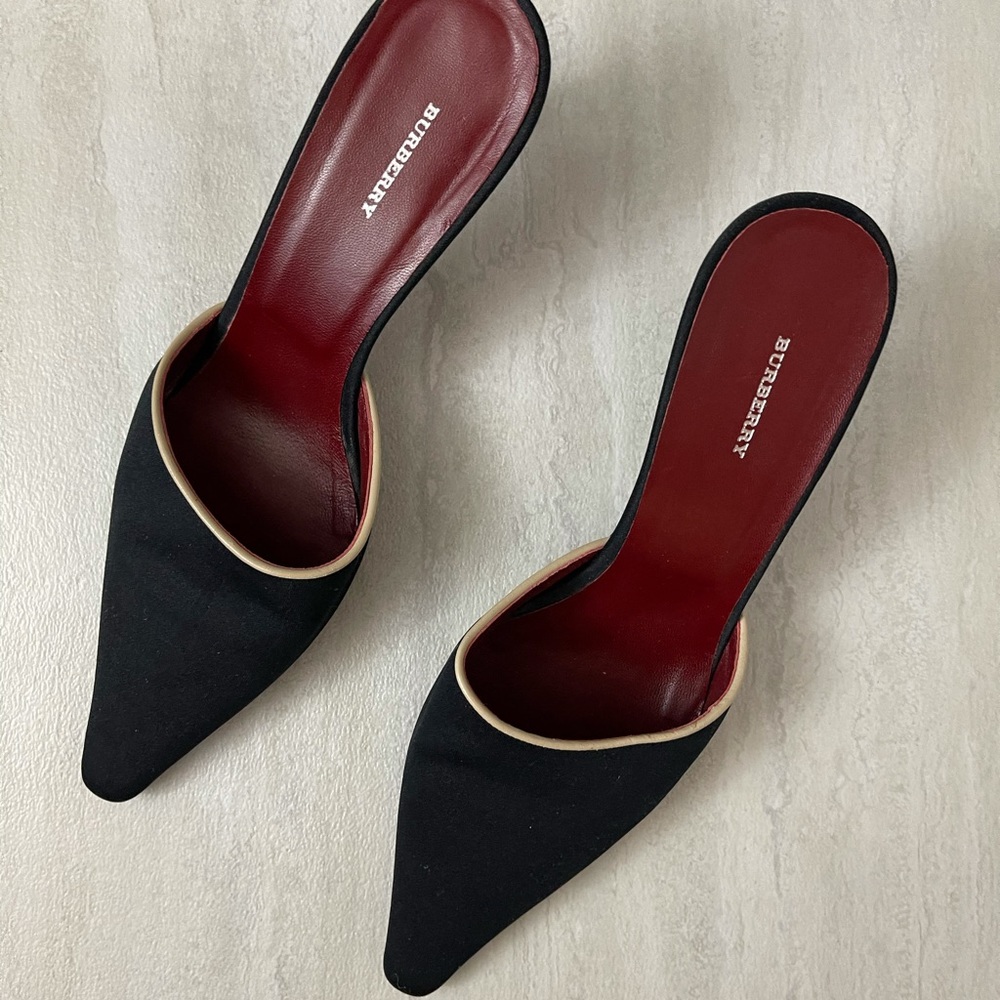 Authentic Denim Blue Burberry Kitten Heels